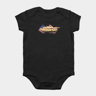 M1A1 / M1A2 Abrams Tank with American Flag Baby Bodysuit